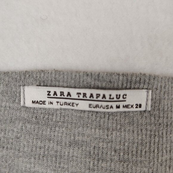 Zara Trafaluc Gray Ribbed Knit Sweater Shirt Womens Medium - Picture 4 of 7